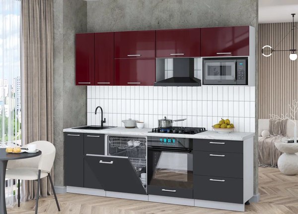 Кухонный гарнитур Интерлиния Мила Gloss 2.4-ПМ2