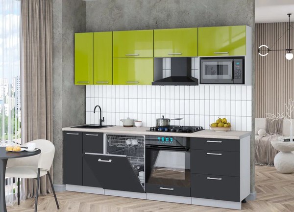 Кухонный гарнитур Интерлиния Мила Gloss 2.4-ПМ2