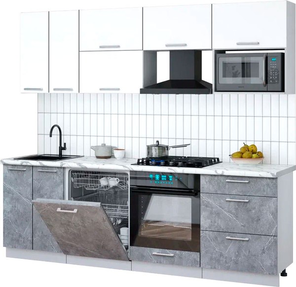 Кухонный гарнитур Интерлиния Мила Gloss 2.4-ПМ2 - фото
