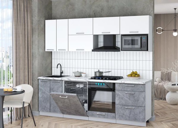 Кухонный гарнитур Интерлиния Мила Gloss 2.4-ПМ2