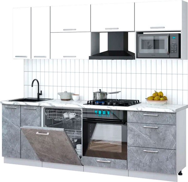 Кухонный гарнитур Интерлиния Мила Gloss 2.4-ПМ2 - фото