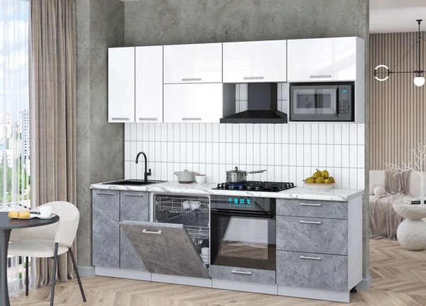 Кухонный гарнитур Интерлиния Мила Gloss 2.4-ПМ2