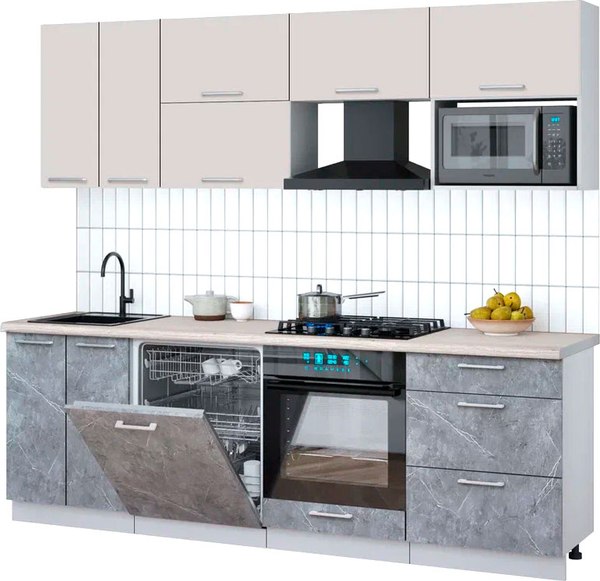 Кухонный гарнитур Интерлиния Мила Gloss 2.4-ПМ2 - фото