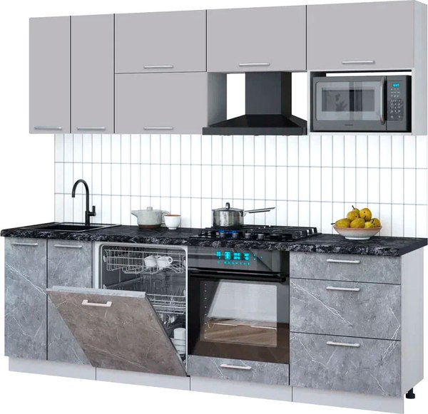 Кухонный гарнитур Интерлиния Мила Gloss 2.4-ПМ2 - фото