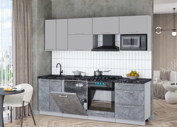 Кухонный гарнитур Интерлиния Мила Gloss 2.4-ПМ2