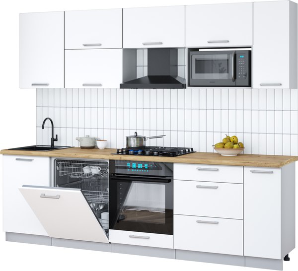 Кухонный гарнитур Интерлиния Мила Gloss 2.6-ПМ2 - фото