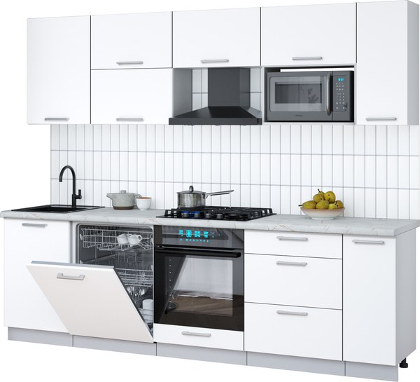 Кухонный гарнитур Интерлиния Мила Gloss 2.6-ПМ2 - фото