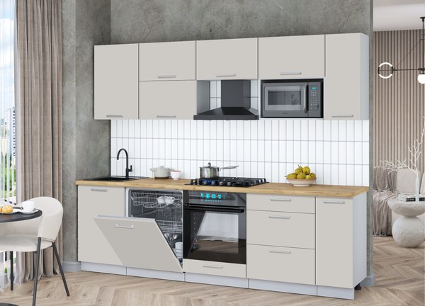 Кухонный гарнитур Интерлиния Мила Gloss 2.6-ПМ2