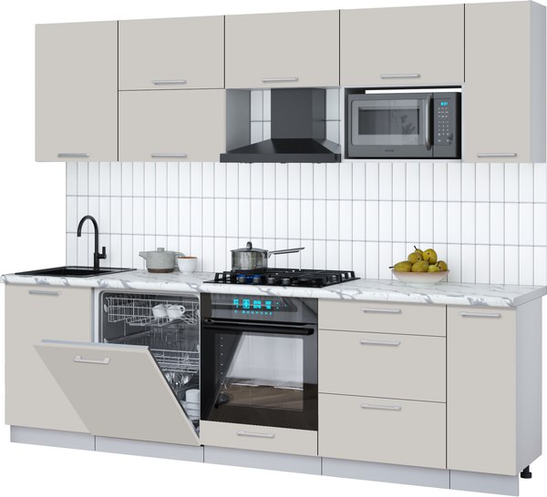 Кухонный гарнитур Интерлиния Мила Gloss 2.6-ПМ2 - фото