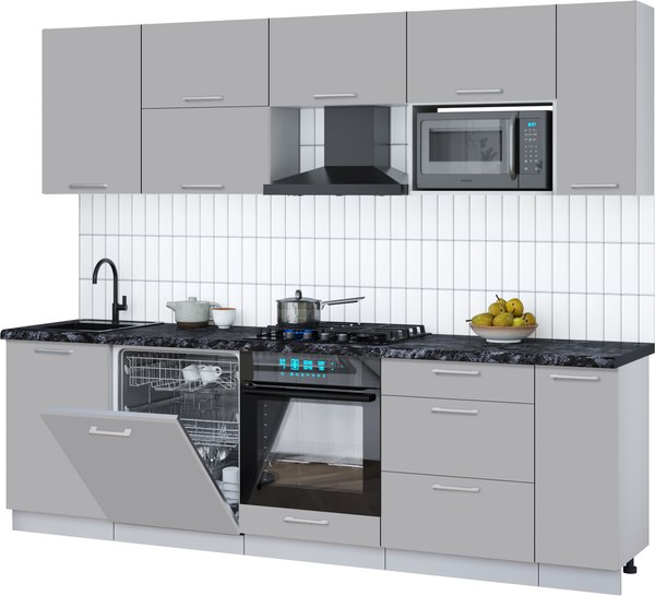 Кухонный гарнитур Интерлиния Мила Gloss 2.6-ПМ2 - фото