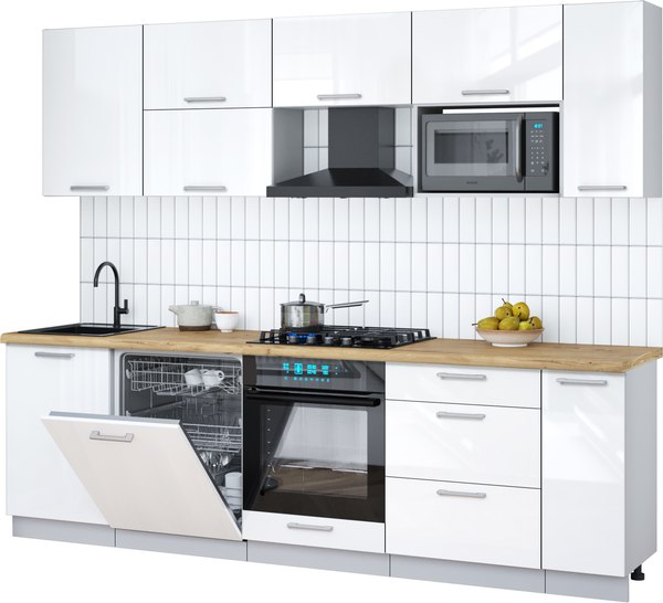 Кухонный гарнитур Интерлиния Мила Gloss 2.6-ПМ2 - фото