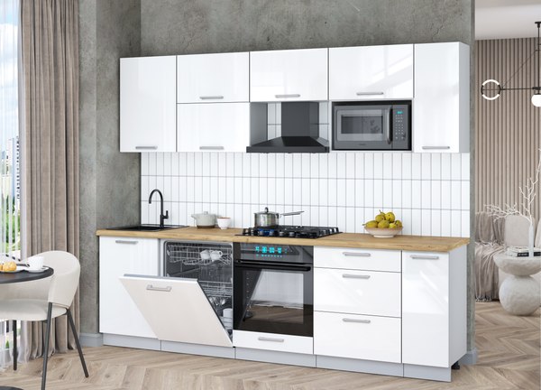 Кухонный гарнитур Интерлиния Мила Gloss 2.6-ПМ2