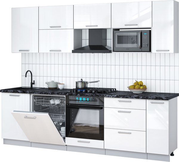 Кухонный гарнитур Интерлиния Мила Gloss 2.6-ПМ2 - фото