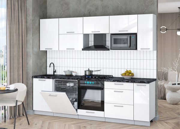 Кухонный гарнитур Интерлиния Мила Gloss 2.6-ПМ2