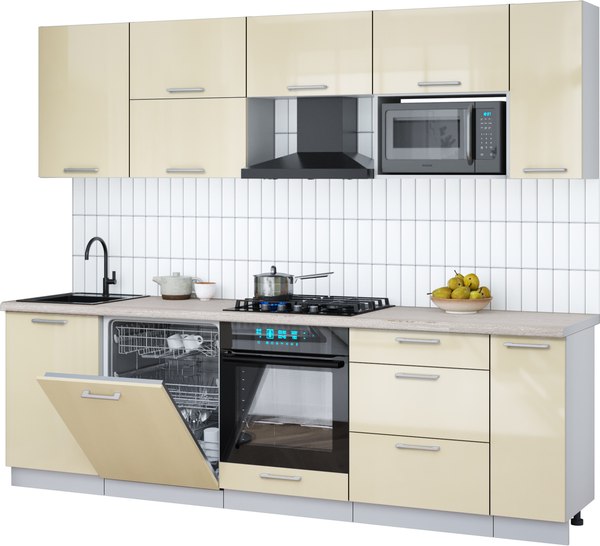 Кухонный гарнитур Интерлиния Мила Gloss 2.6-ПМ2 - фото