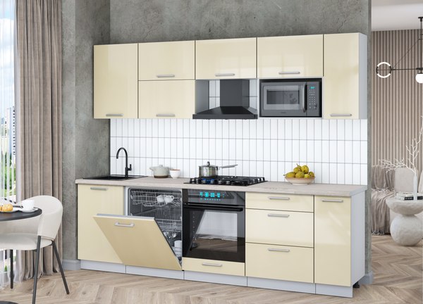 Кухонный гарнитур Интерлиния Мила Gloss 2.6-ПМ2