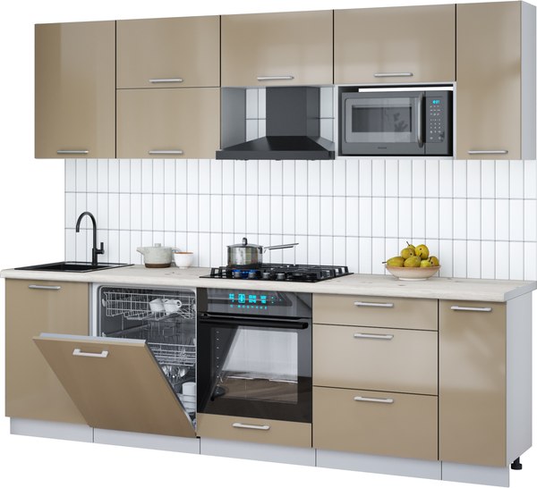 Кухонный гарнитур Интерлиния Мила Gloss 2.6-ПМ2 - фото