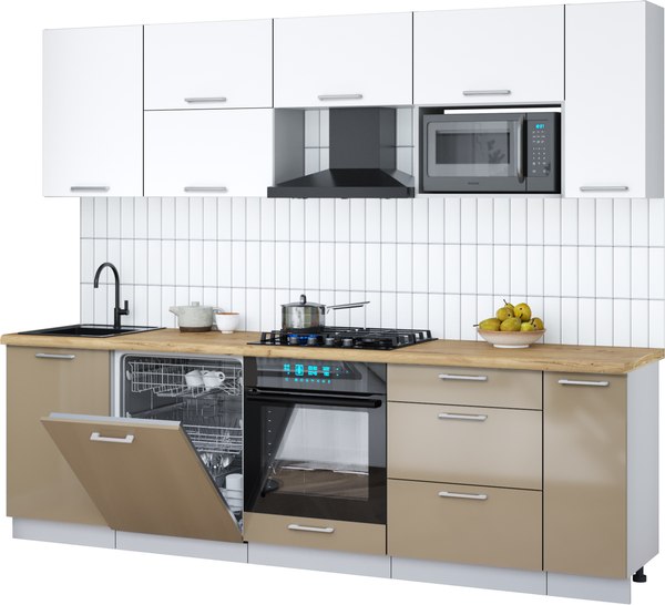 Кухонный гарнитур Интерлиния Мила Gloss 2.6-ПМ2 - фото