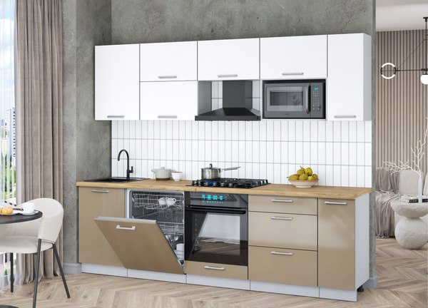 Кухонный гарнитур Интерлиния Мила Gloss 2.6-ПМ2