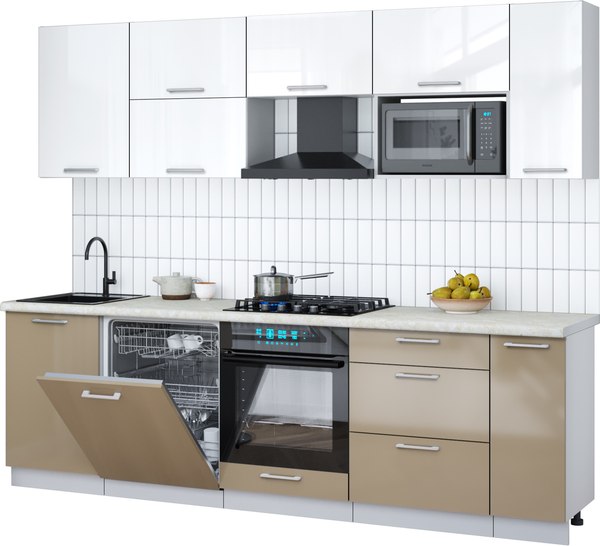 Кухонный гарнитур Интерлиния Мила Gloss 2.6-ПМ2 - фото