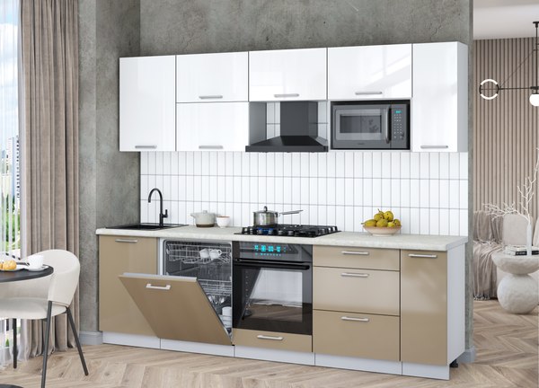 Кухонный гарнитур Интерлиния Мила Gloss 2.6-ПМ2