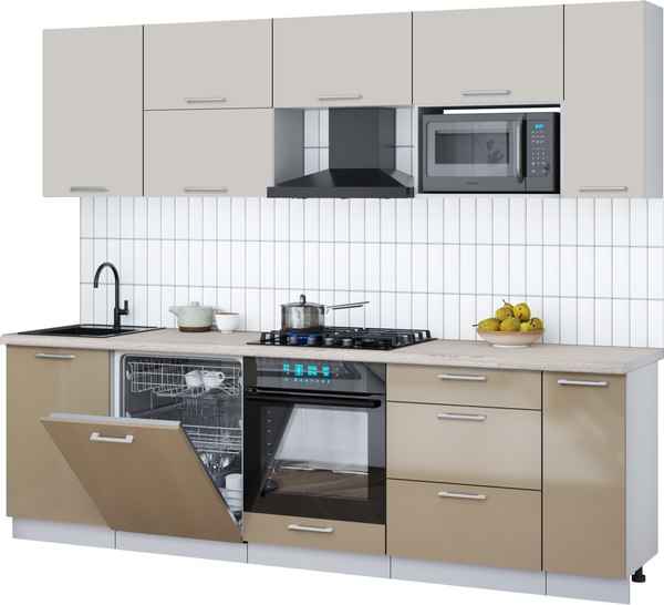 Кухонный гарнитур Интерлиния Мила Gloss 2.6-ПМ2 - фото