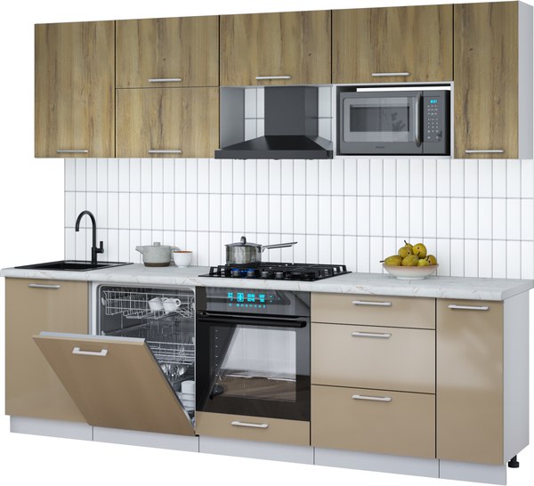Кухонный гарнитур Интерлиния Мила Gloss 2.6-ПМ2 - фото