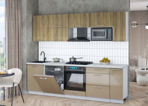 Кухонный гарнитур Интерлиния Мила Gloss 2.6-ПМ2