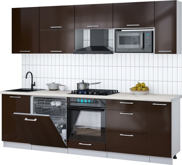 Кухонный гарнитур Интерлиния Мила Gloss 2.6-ПМ2 - фото