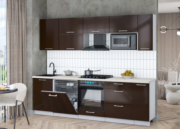 Кухонный гарнитур Интерлиния Мила Gloss 2.6-ПМ2