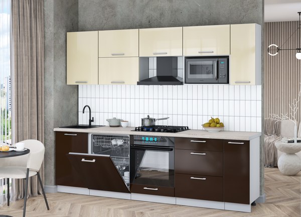 Кухонный гарнитур Интерлиния Мила Gloss 2.6-ПМ2