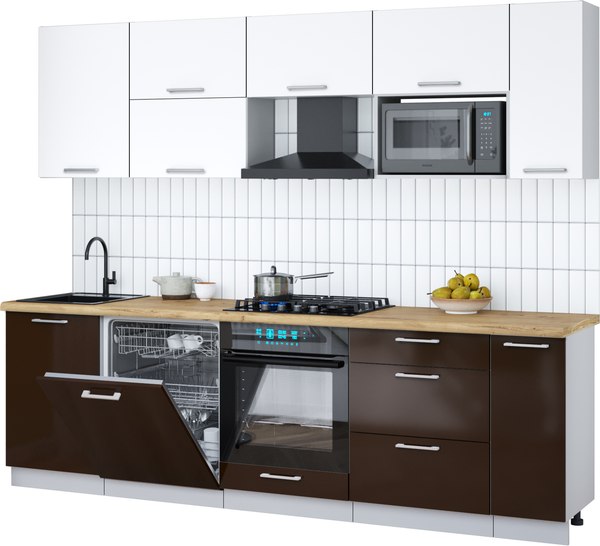 Кухонный гарнитур Интерлиния Мила Gloss 2.6-ПМ2 - фото