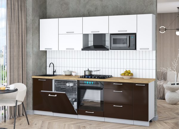 Кухонный гарнитур Интерлиния Мила Gloss 2.6-ПМ2