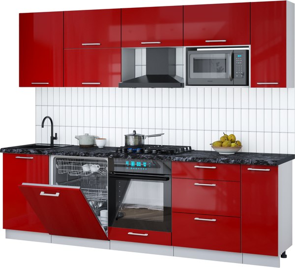 Кухонный гарнитур Интерлиния Мила Gloss 2.6-ПМ2 - фото