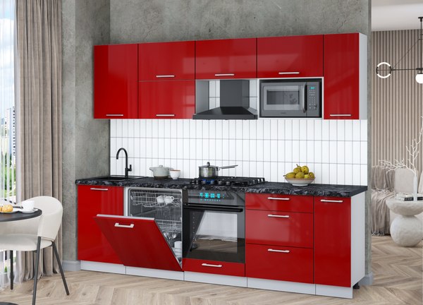 Кухонный гарнитур Интерлиния Мила Gloss 2.6-ПМ2