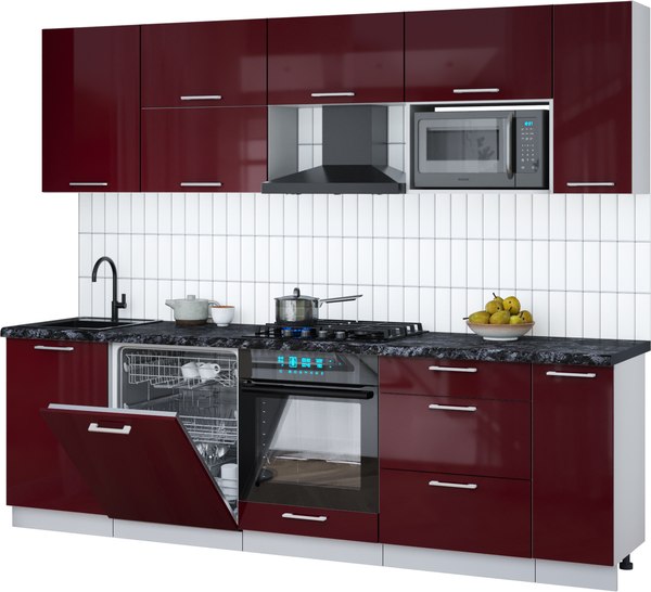 Кухонный гарнитур Интерлиния Мила Gloss 2.6-ПМ2 - фото