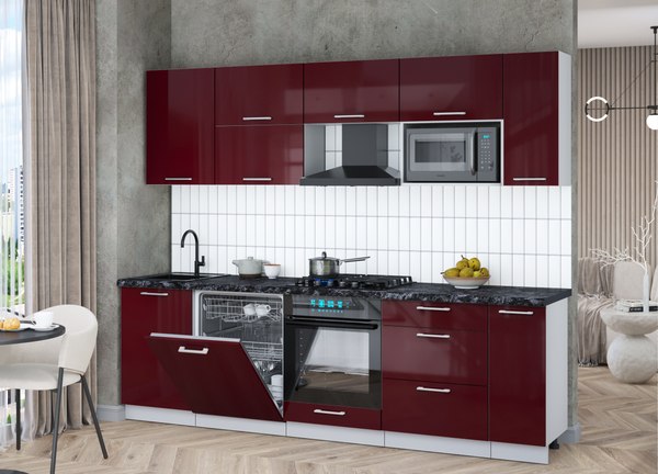 Кухонный гарнитур Интерлиния Мила Gloss 2.6-ПМ2