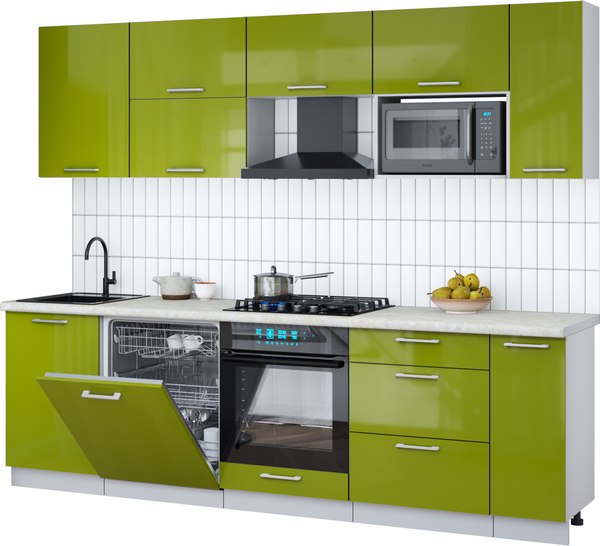 Кухонный гарнитур Интерлиния Мила Gloss 2.6-ПМ2 - фото