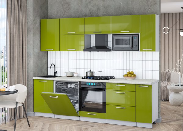 Кухонный гарнитур Интерлиния Мила Gloss 2.6-ПМ2