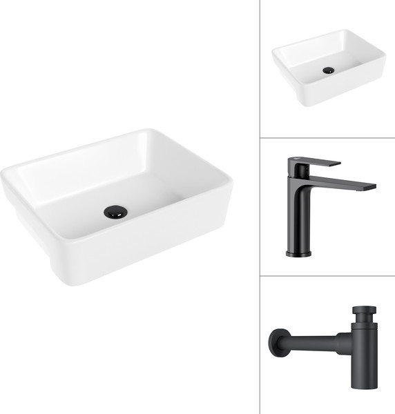 Умывальник со смесителем Lauter 21675 + Reef 21CK678BS с сифоном 21635B - фото