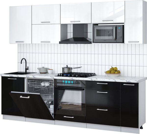 Кухонный гарнитур Интерлиния Мила Gloss 2.6-ПМ2 - фото