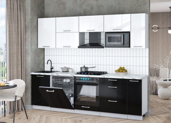 Кухонный гарнитур Интерлиния Мила Gloss 2.6-ПМ2