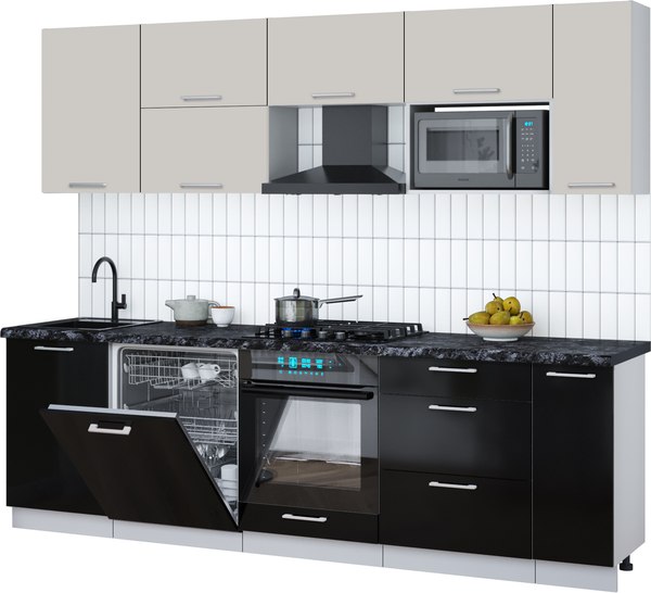 Кухонный гарнитур Интерлиния Мила Gloss 2.6-ПМ2 - фото