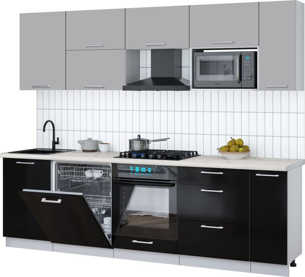 Кухонный гарнитур Интерлиния Мила Gloss 2.6-ПМ2 - фото