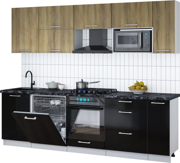 Кухонный гарнитур Интерлиния Мила Gloss 2.6-ПМ2 - фото