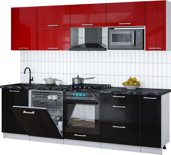 Кухонный гарнитур Интерлиния Мила Gloss 2.6-ПМ2 - фото