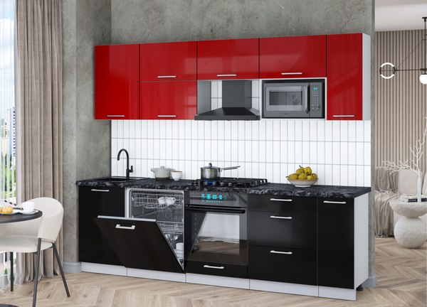 Кухонный гарнитур Интерлиния Мила Gloss 2.6-ПМ2