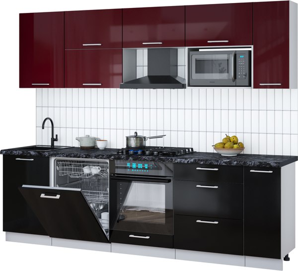 Кухонный гарнитур Интерлиния Мила Gloss 2.6-ПМ2 - фото