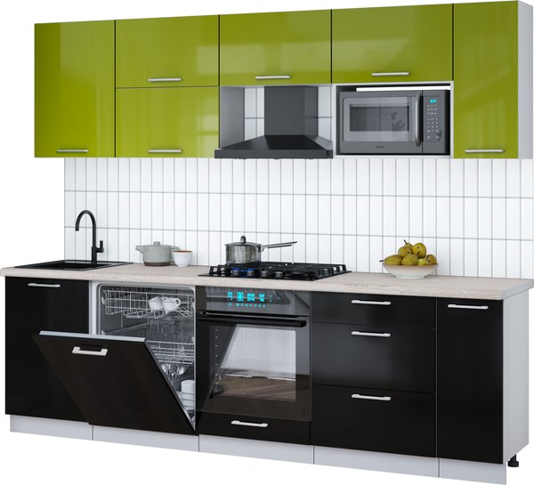 Кухонный гарнитур Интерлиния Мила Gloss 2.6-ПМ2 - фото