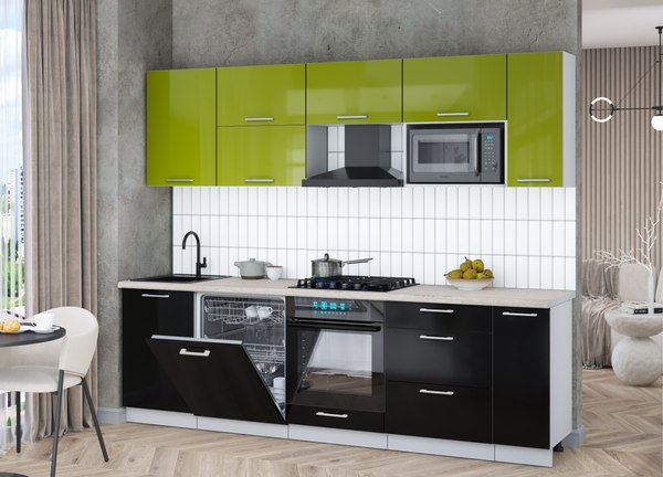 Кухонный гарнитур Интерлиния Мила Gloss 2.6-ПМ2